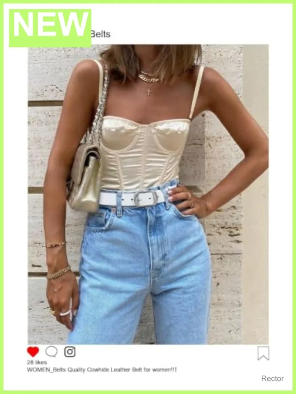 Women's Leather Belt with Solid Pin Buckle - Adjustable Waist Belt for Jeans &